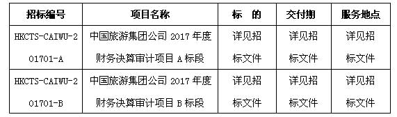 中國旅游集團(tuán)公司 2017年度財務(wù)決算審計(jì)項(xiàng)目招標(biāo)公告